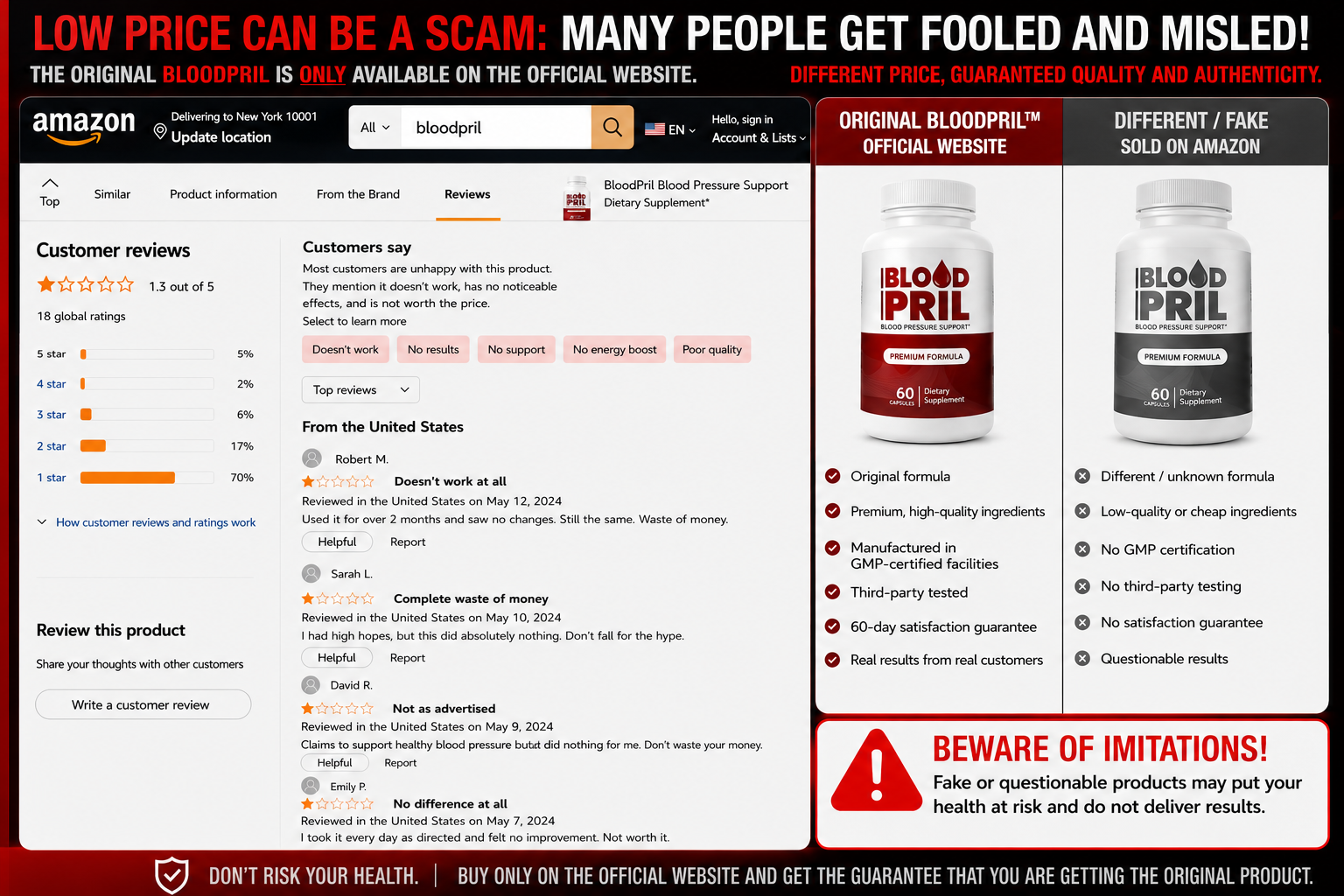 BloodPril complaints and marketplace warning