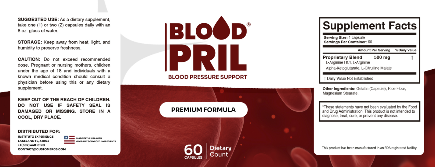 BloodPril bottle label and supplement facts